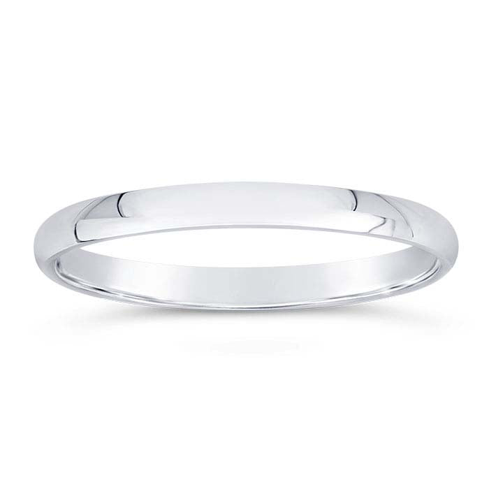 Nordt 14K ホワイトゴールド 2mm 軽量 ハーフラウンド 結婚指輪