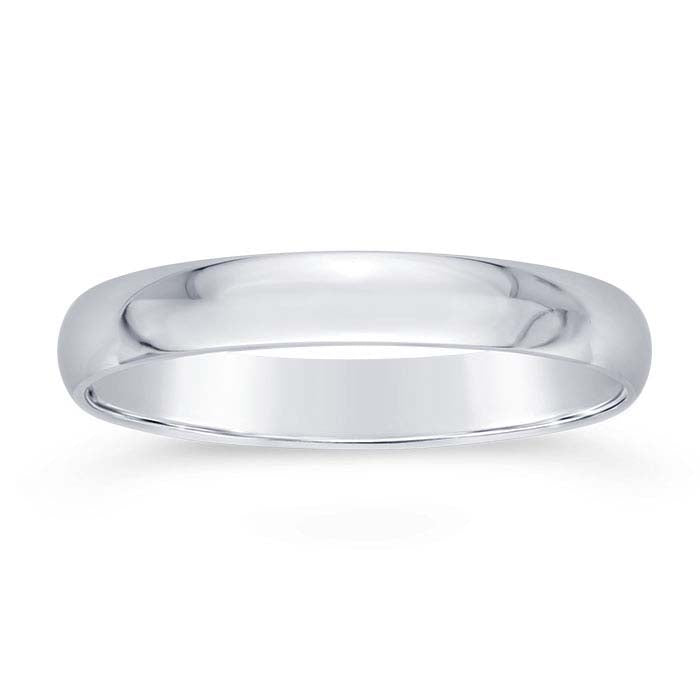 Nordt 14K Ouro Branco 3mm Anel de Casamento Leve Meio-Reto