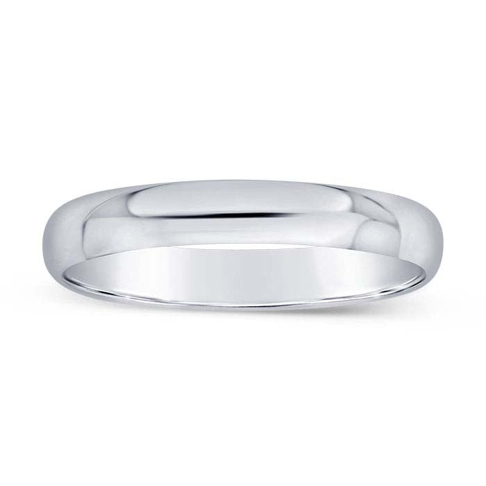 Nordt Platinum 3mm Anel de Casamento Meio-Round Leve