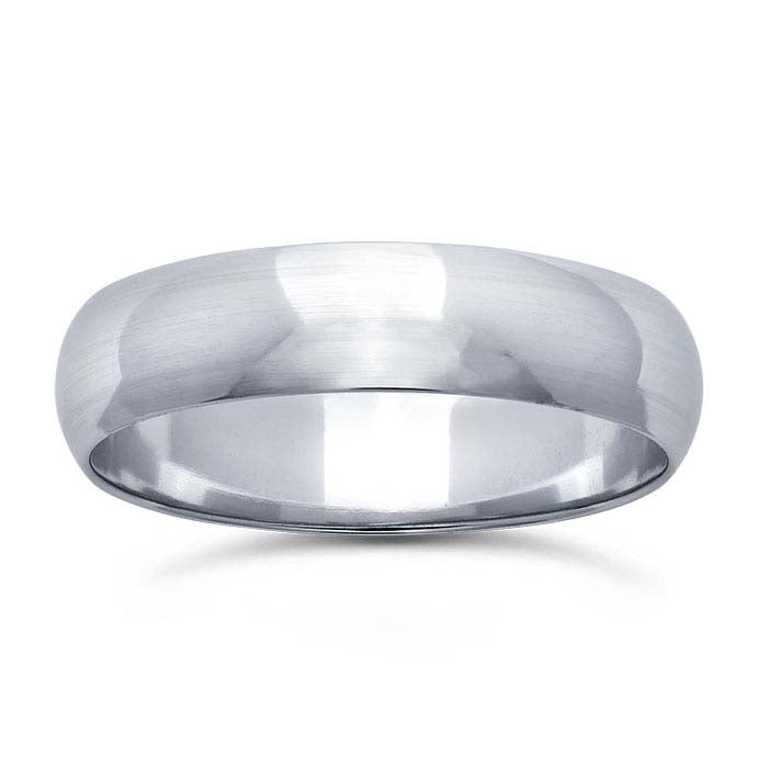 Nordt 14K vitt guld 4mm lätt halvrund vigselring