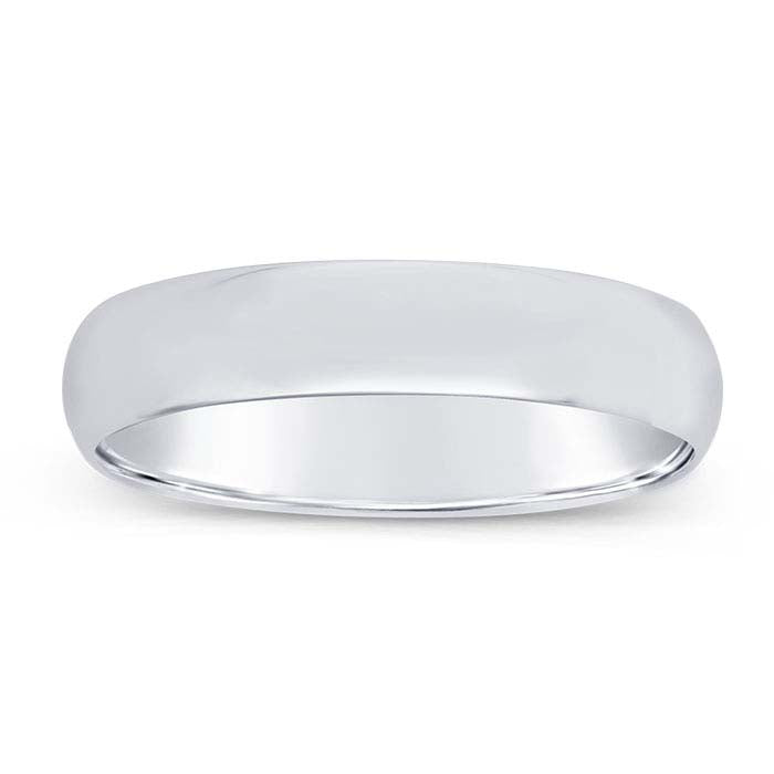 Nordt Anillo de Boda Ligero de Media Caña de 4mm en Oro Blanco 14K