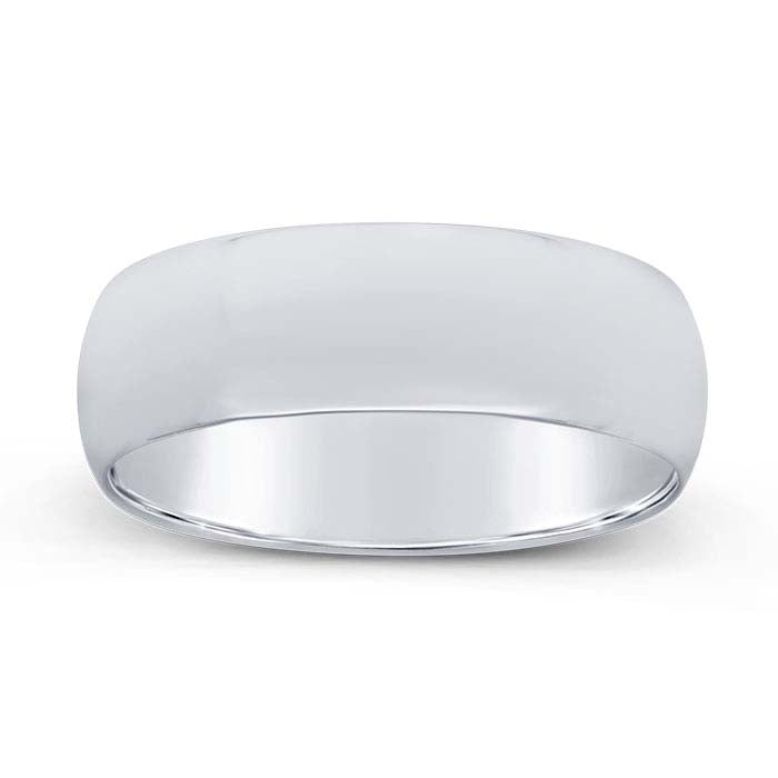 Nordt 14K vitt guld 6mm lätt halvrund vigselring