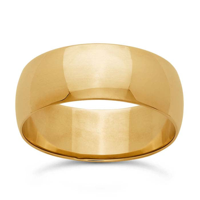 Nordt 14K gult guld 8mm lätt halvrund vigselring