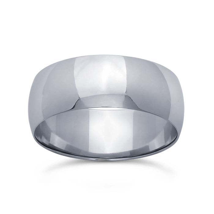 Nordt 14K hvidguld 8mm letvægts halvrund vielsesring