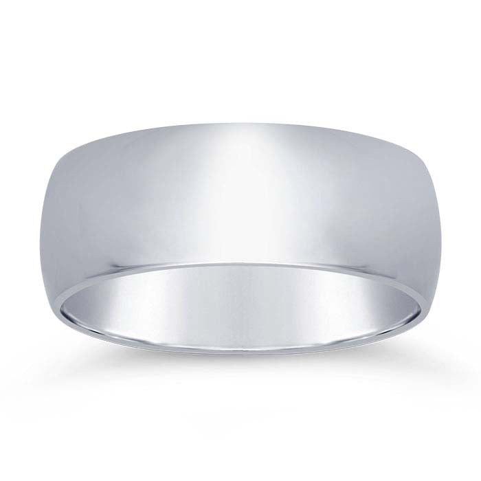Nordt 14K vitt guld 8 mm lätt halvrund vigselring