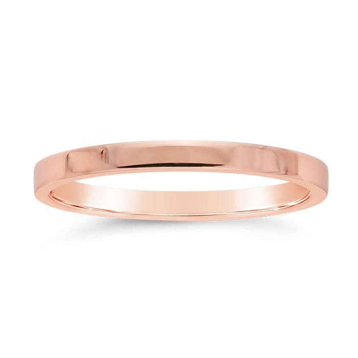 Nordt 14K Ροζ Χρυσό 2mm Επίπεδη Άνετη Εφαρμογή Ελαφρύς Βέρες Γάμου