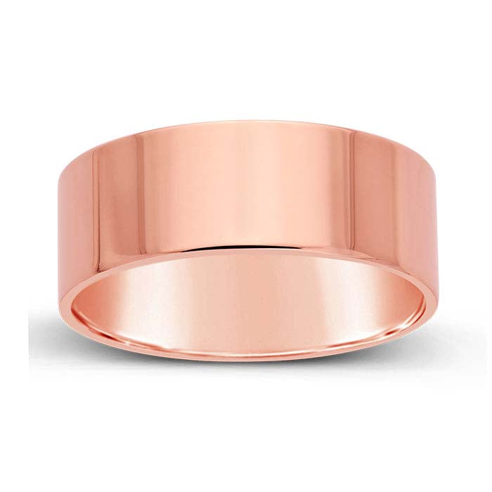 Nordt 14K ροζ χρυσό 8mm επίπεδη άνετη εφαρμογή ελαφρύς δακτύλιος γάμου