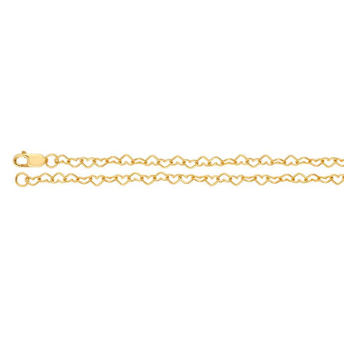 14/20 Yellow Gold-Filled 3.2mm Heart Link Cable Chain