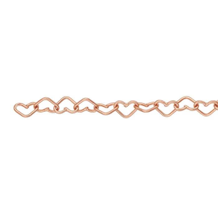 14/20 Rose Gold-Filled 3.2mm Heart Link Cable Chain, By the Foot