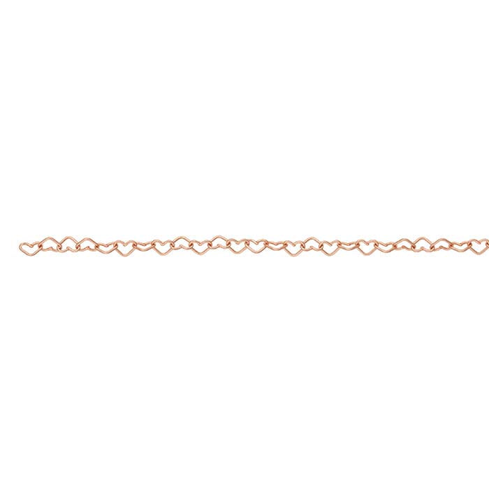 14/20 Rose Gold-Filled 3.2mm Heart Link Cable Chain, By the Foot