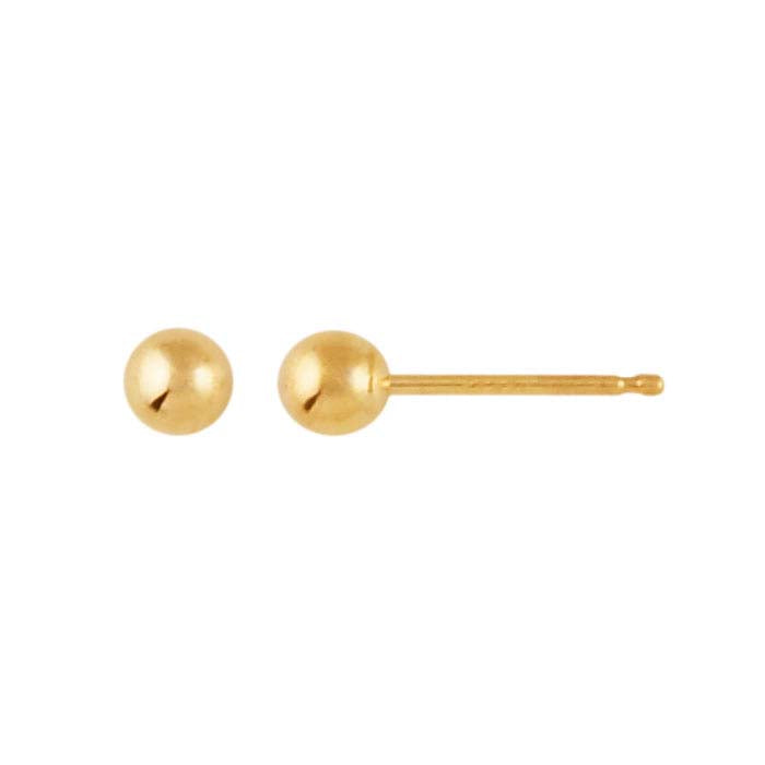 14K Yellow Gold Hollow Ball Post Earring