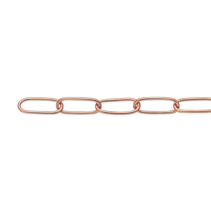 Ovale Ankerkette aus 14 Karat Roségold, 3 mm, pro Zoll
