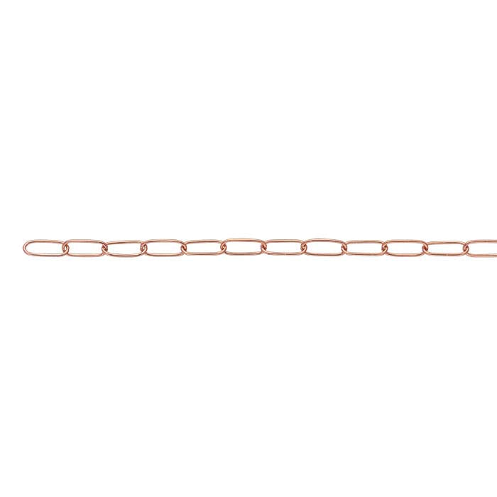 Ovale Ankerkette aus 14 Karat Roségold, 3 mm, pro Zoll