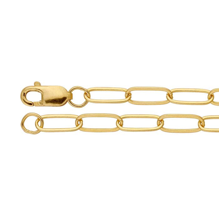 Flache ovale Ankerkette aus 14 Karat Gelbgold, 3 mm