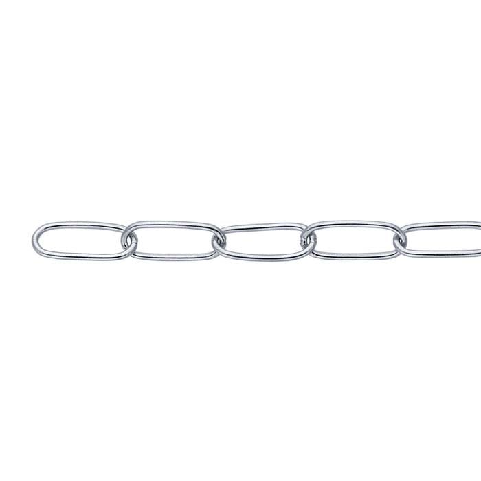 14K White Gold 3mm Oval Cable Chain, By the Inch