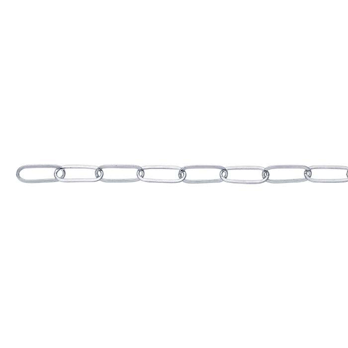 14K White Gold 4.4mm Flat Drawn Oval Cable Chain, By the Inch