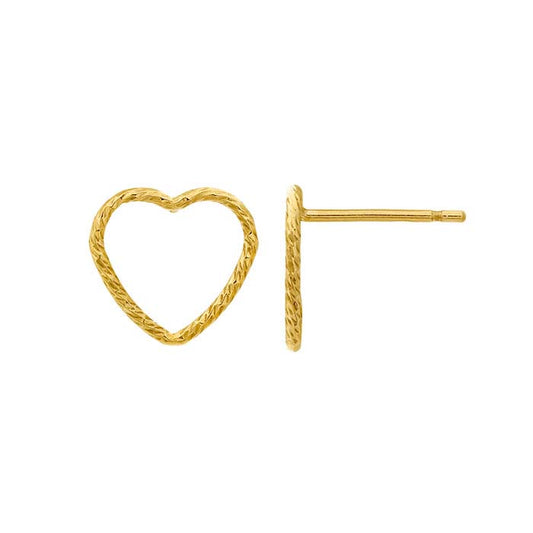 14/20 Yellow Gold-Filled 10mm Sparkle Heart Post Earring