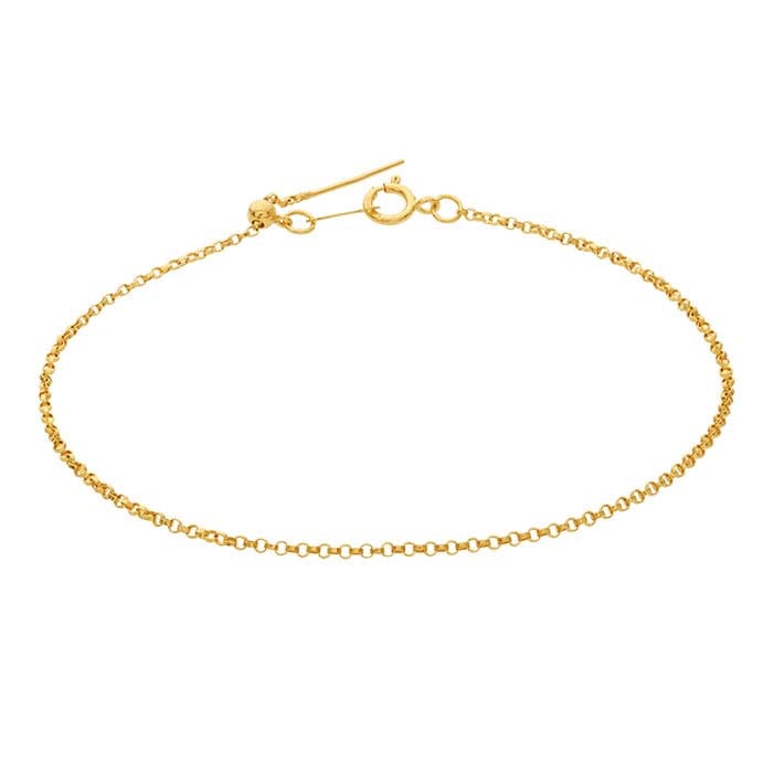14/20 Yellow Gold-Filled 1.1mm Add-A-Bead Rolo Chain Bracelet, Adjustable