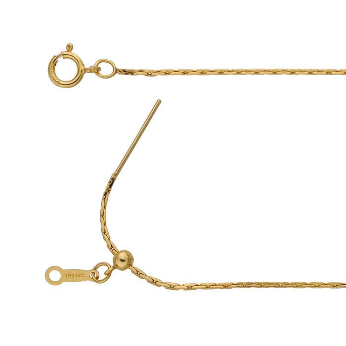 14/20 Yellow Gold-Filled 1mm Add-A-Bead Beading Chain Necklace, Adjustable