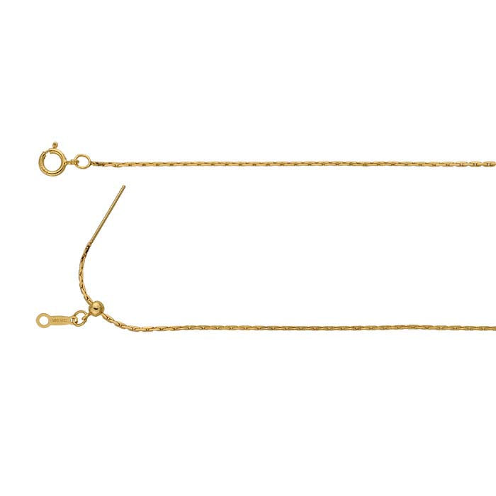 14/20 Yellow Gold-Filled 1mm Add-A-Bead Beading Chain Necklace, Adjustable