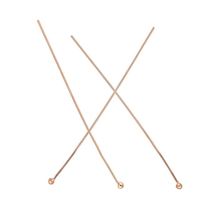 14/20 Rose Gold-Filled 38.1mm 1.3mm Ball Head Pin, 0.40mm, 1/2-Hard