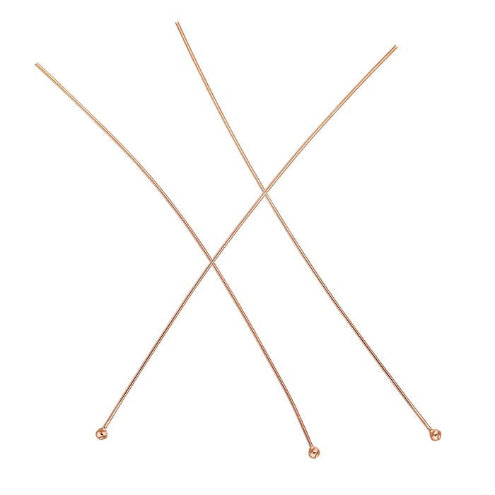 14/20 Rose Gold-Filled 50.8mm 1.3mm Ball Head Pin, 0.40mm, 1/2-Hard