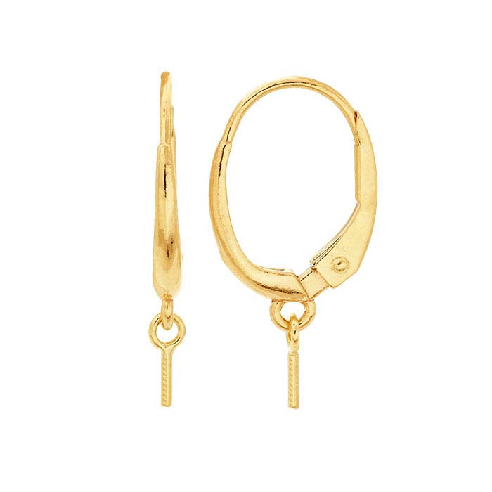 14KYellow Gold Lever-Back 4mm Pearl Ear Wire Mounting