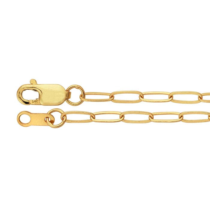 Cadena tipo cable ovalada plana de 2 mm en oro amarillo de 14 quilates
