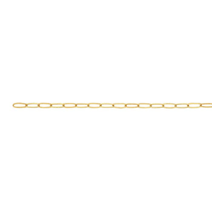 Cadena tipo cable ovalada plana de 2 mm en oro amarillo de 14 quilates, por pulgadas