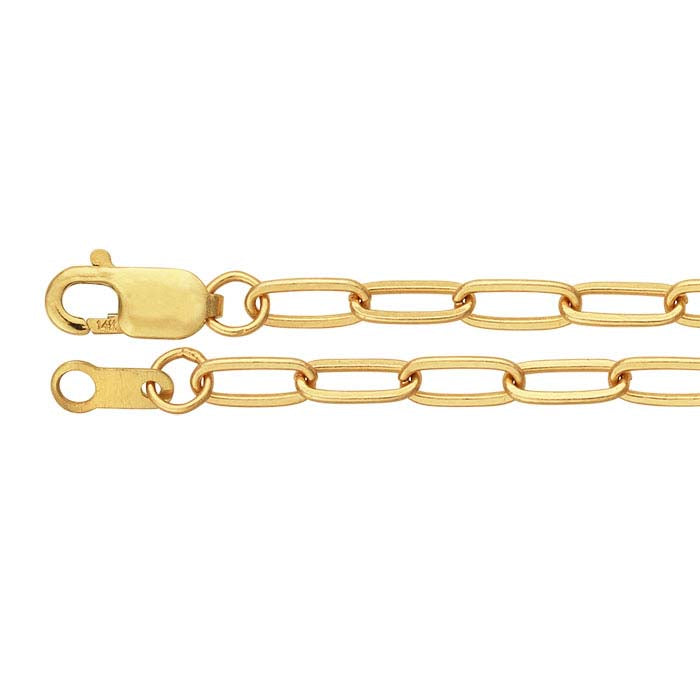 14K gult gull 2,6 mm flat oval kabelkjede