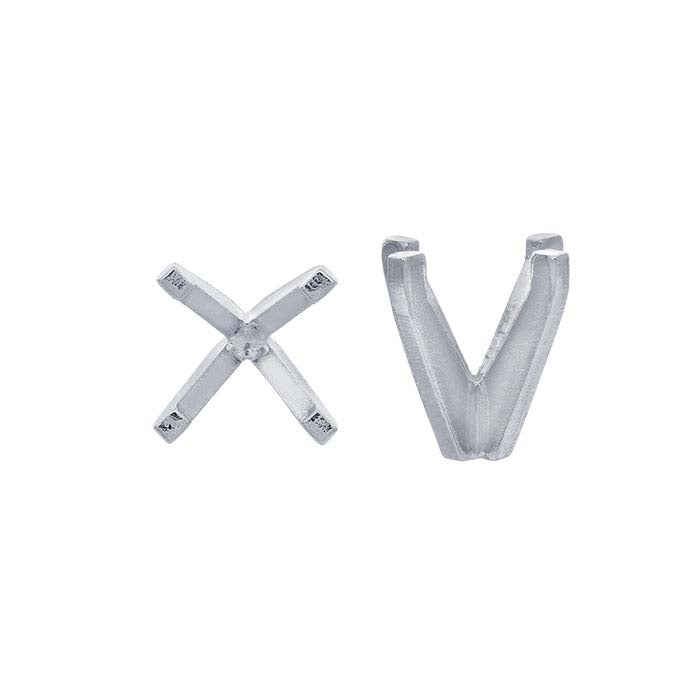 14K Hvitt Gull 4,4 mm Rund Lavbase 4-klør Innfatning