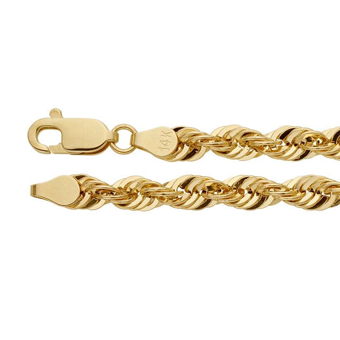 14K Yellow Gold 5mm Diamond-Cut Hollow French Rope Chain