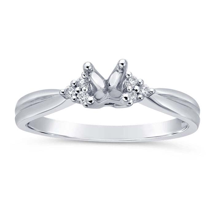 14K White Gold Round Semi-Mount Engagement Ring Mounting