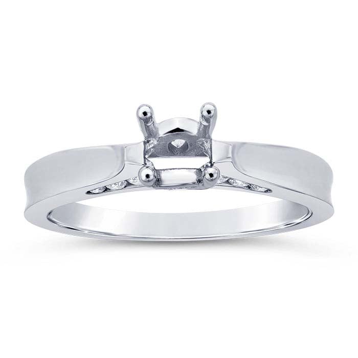 14K White Gold 4.75mm Round Semi-Mount Engagement Ring Mounting