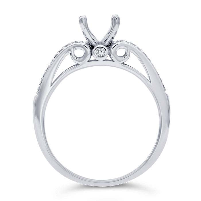 14K ホワイトゴールド 4.5mm プリンセス セミマウント 婚約指輪 セッティング