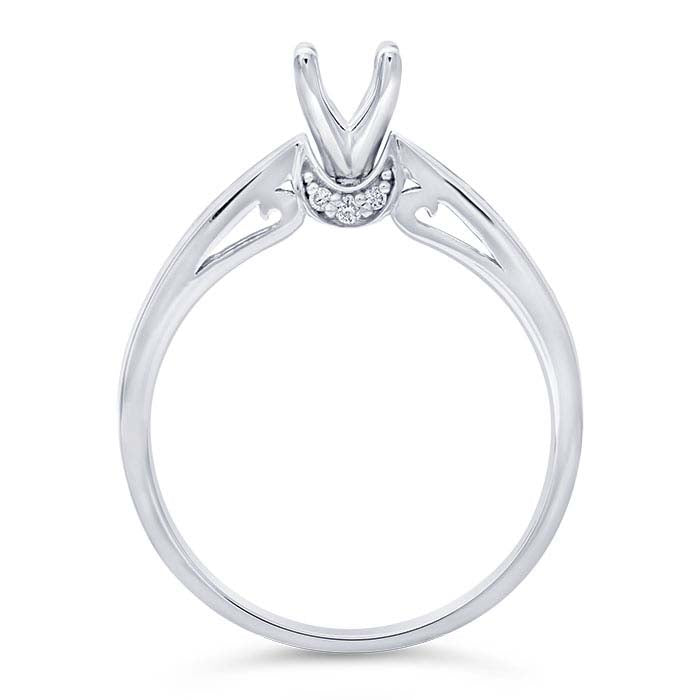 14K White Gold 4.4mm Round Semi-Mount Engagement Ring Mounting