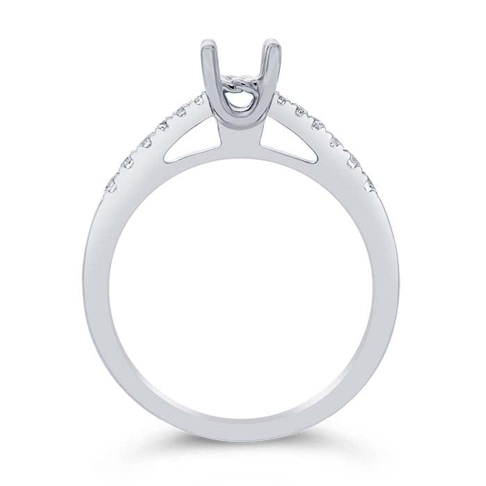 14K White Gold Round Semi-Mount Engagement Ring Mounting