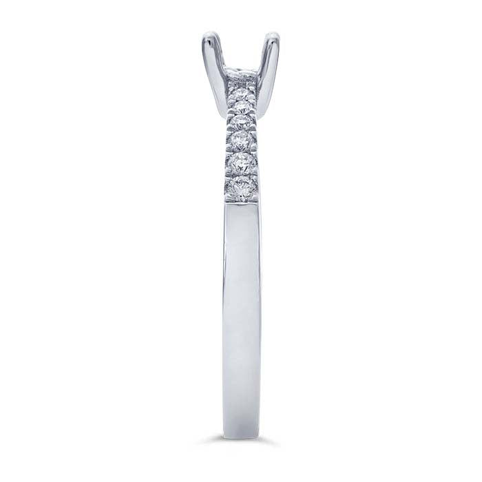 14K Hvitt Gull 4,6 mm Rund Semi-Montert Forlovelsesring Innfatning