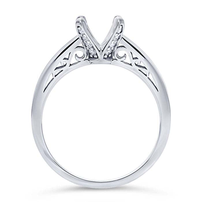 14K White Gold 4mm Round Semi-Mount Engagement Ring Mounting