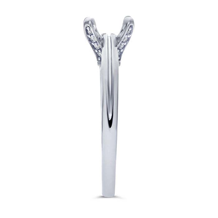 14K White Gold 4mm Round Semi-Mount Engagement Ring Mounting