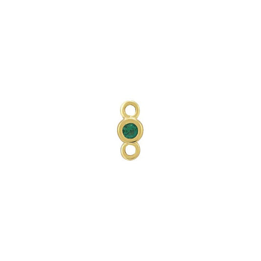 14K Yellow Gold 1.5mm Lab-Grown Emerald-Set Link Component