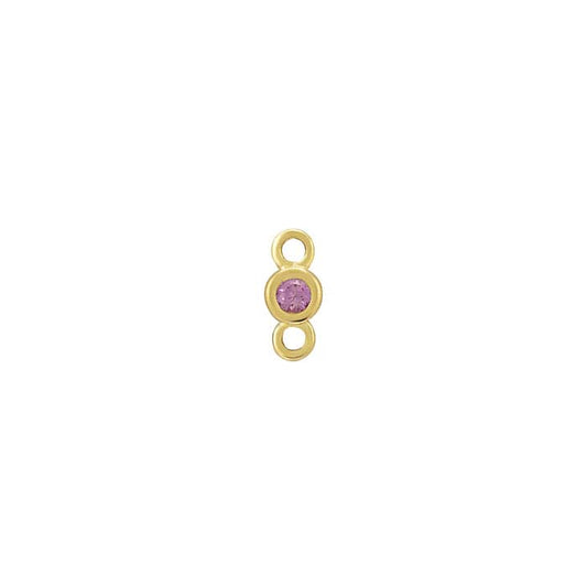 14K Yellow Gold 1.5mm Lab-Grown Pink Sapphire-Set Link Component