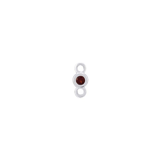 14K White Gold 1.5mm Garnet-Set Link Component