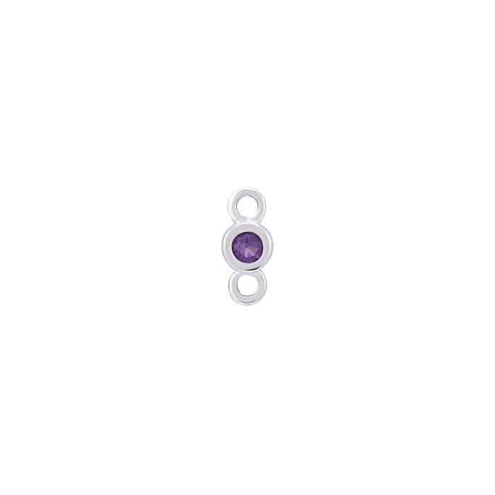 14K White Gold 1.5mm Amethyst-Set Link Component
