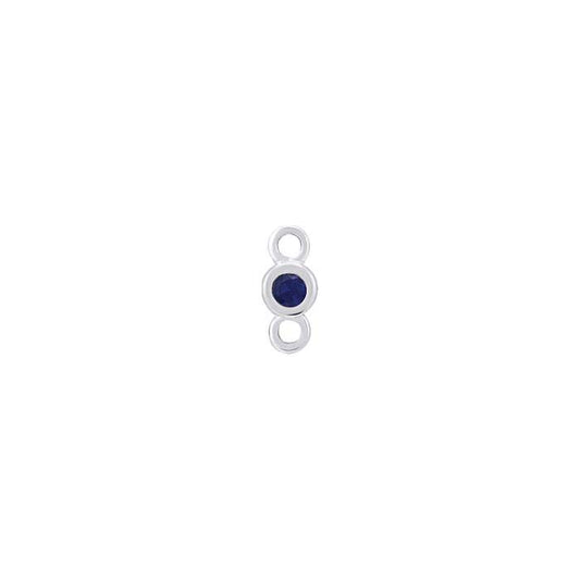 14K White Gold 1.5mm Lab-Grown Sapphire-Set Link Component