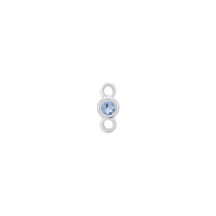 14K White Gold 1.5mm Blue Topaz-Set Link Component