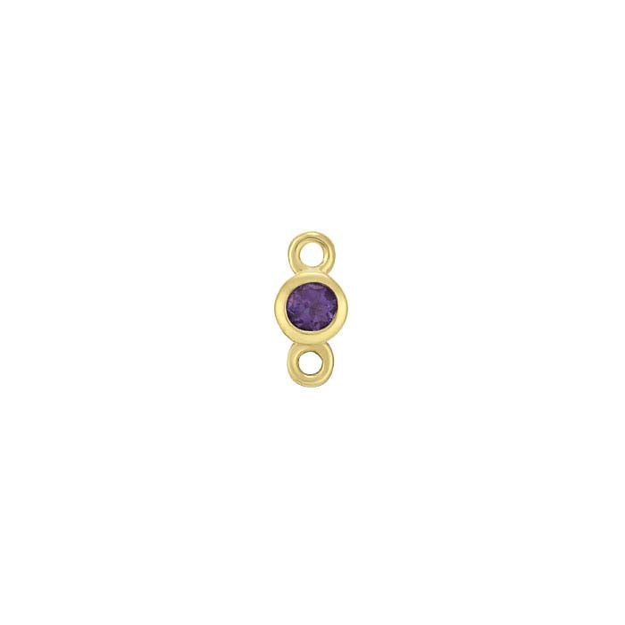 14K Yellow Gold 2mm Amethyst-Set Link Component