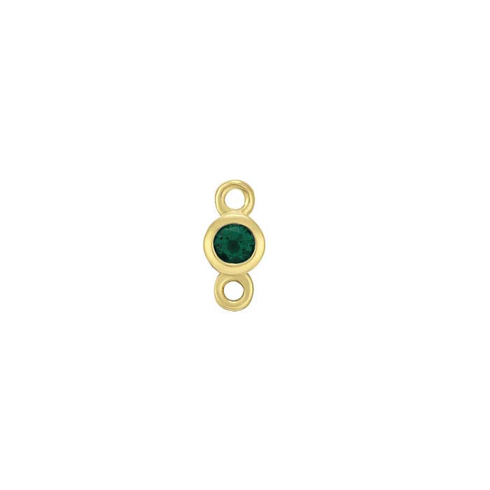 14K Yellow Gold 2mm Lab-Grown Emerald-Set Link Component