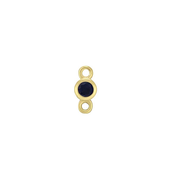 14K Yellow Gold 2mm Lab-Grown Sapphire-Set Link Component