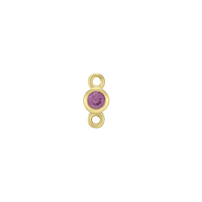 14K Yellow Gold 2mm Lab-Grown Pink Sapphire-Set Link Component